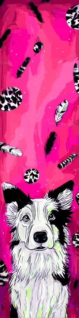 Free dog bookmark featuring a hot pink Australian shepherd style dog